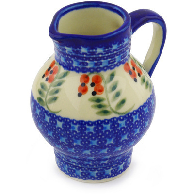 Polish Pottery Pitcher 11 oz Red Berries
