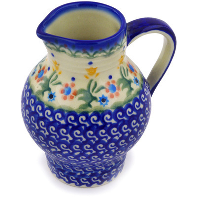 Polish Pottery Pitcher 11 oz Spring Flowers