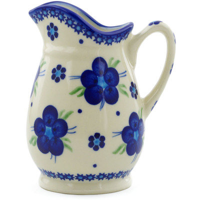 Polish Pottery Pitcher 12 oz Bleu-belle Fleur