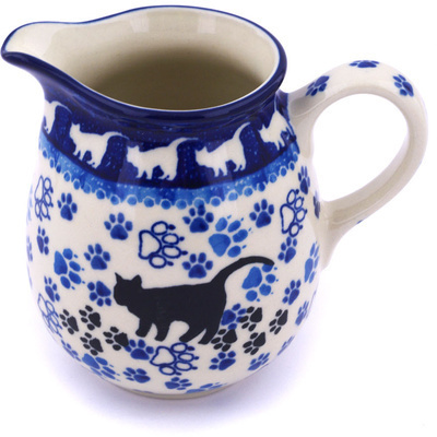 Polish Pottery Pitcher 12 oz Boo Boo Kitty Paws