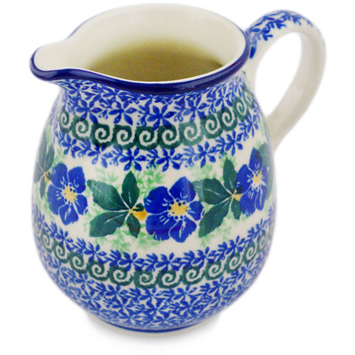 Polish Pottery Pitcher 12 oz Infinity Flower