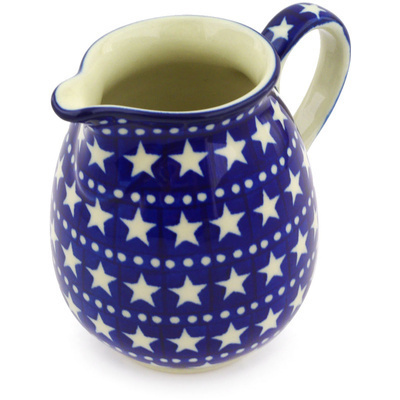 Polish Pottery Pitcher 12 oz Midnight Stars