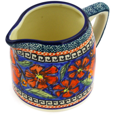 Polish Pottery Pitcher 13 oz Poppies UNIKAT