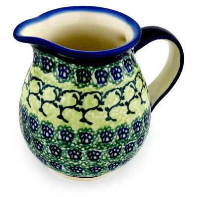 Polish Pottery Pitcher 15 oz Emerald Forest