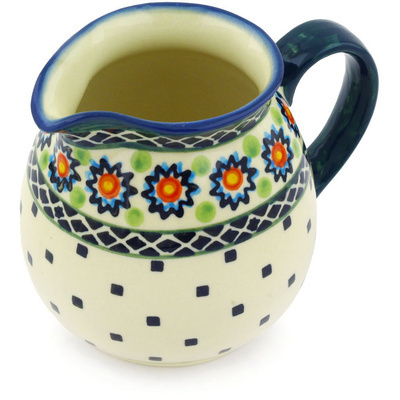 Polish Pottery Pitcher 16 oz Sunburt Circle