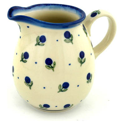 Polish Pottery Pitcher 17 oz Blue Buds