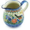 Polish Pottery Pitcher 17 oz Bullfinch Garden UNIKAT