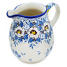 Polish Pottery Pitcher 17 oz Pansy Parade UNIKAT