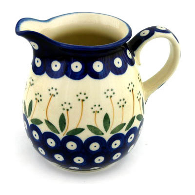 Polish Pottery Pitcher 17 oz Pushing Daisy Peacock