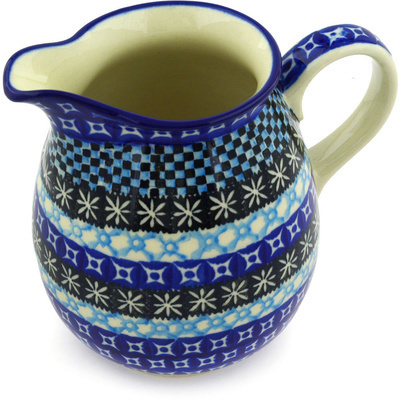 Polish Pottery Pitcher 17 oz Winter Hues UNIKAT