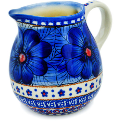 Polish Pottery Pitcher 18 oz Blue Heaven UNIKAT