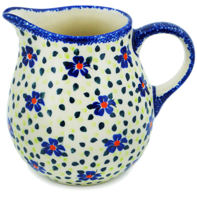 Polish Pottery Pitcher 18 oz Hope Flowes UNIKAT