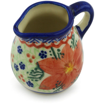 Polish Pottery Pitcher 2 oz Poinsettia UNIKAT