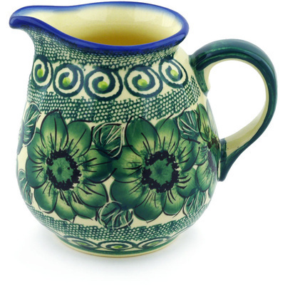 Polish Pottery Pitcher 20 oz Gratuitous Greens UNIKAT