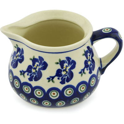 Polish Pottery Pitcher 20 oz Royal Iris Peacock