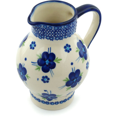 Polish Pottery Pitcher 24 oz Bleu-belle Fleur