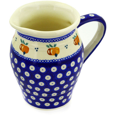 Polish Pottery Pitcher 24 oz Country Apple Peacock