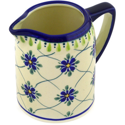 Polish Pottery Pitcher 24 oz Gingham Trellis