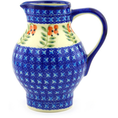 Polish Pottery Pitcher 24 oz Red Berries