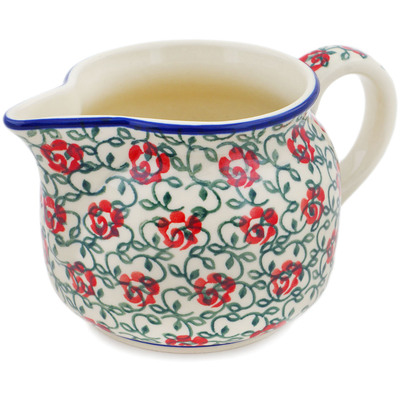 Polish Pottery Pitcher 24 oz Rose Vines UNIKAT