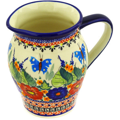 Polish Pottery Pitcher 24 oz Spring Splendor UNIKAT