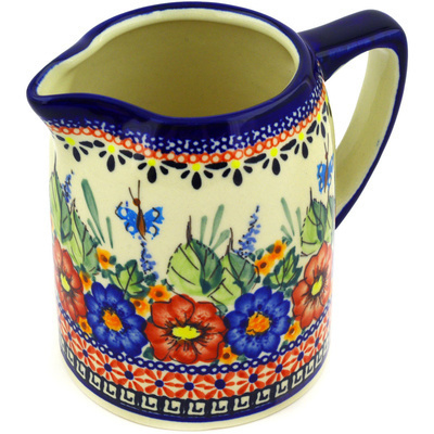 Polish Pottery Pitcher 24 oz Spring Splendor UNIKAT