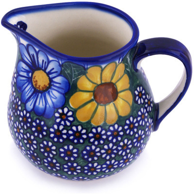 Polish Pottery Pitcher 25 oz Sunshine Fields UNIKAT