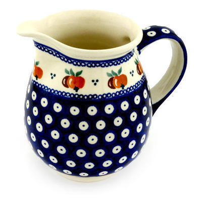 Polish Pottery Pitcher 29 oz Country Apple Peacock