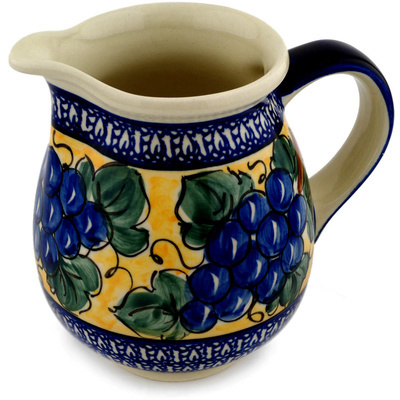 Polish Pottery Pitcher 29 oz Tuscan Grapes