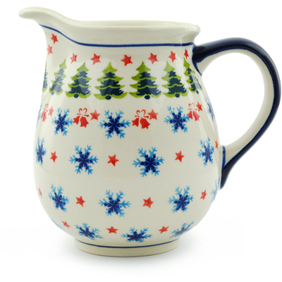Polish Pottery Pitcher 29 oz Winter Land