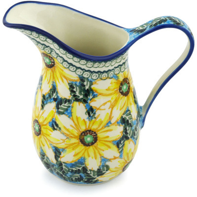 Polish Pottery Pitcher 3&frac12; Cup Black Eyed Susan UNIKAT