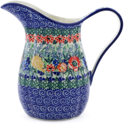 Polish Pottery Pitcher 3&frac12; Cup Hint Of Poppies UNIKAT