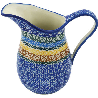 Polish Pottery Pitcher 3&frac12; Cup Obsessive Leaves