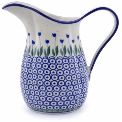 Polish Pottery Pitcher 3&frac12; Cup Water Tulip