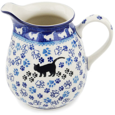 Polish Pottery Pitcher 3&frac12; cups Boo Boo Kitty Paws