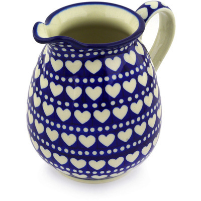 Polish Pottery Pitcher 3&frac12; cups Heart To Heart