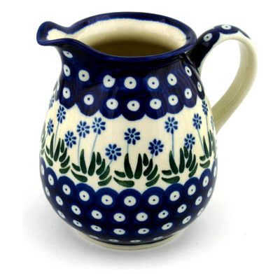 Polish Pottery Pitcher 3&frac12; cups Springing Calendulas