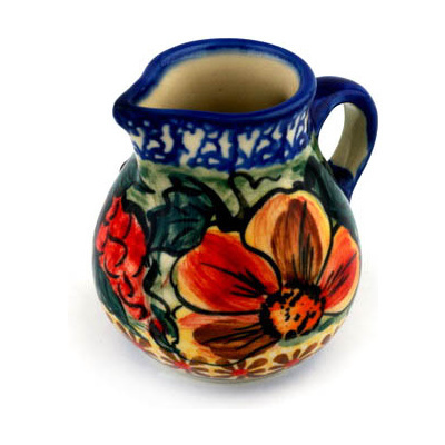 Polish Pottery Pitcher 3 oz Colorful Bouquet UNIKAT