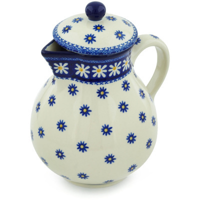 Polish Pottery Pitcher 34 oz Asters And Daisies
