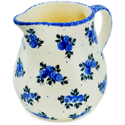 Polish Pottery Pitcher 34 oz Blue Berry Special UNIKAT