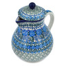 Polish Pottery Pitcher 34 oz Blue Rose Trellis UNIKAT