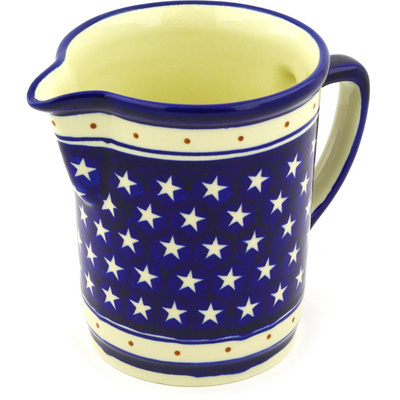 Polish Pottery Pitcher 34 oz Blue Star Americana