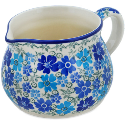 Polish Pottery Pitcher 34 oz Fields Of Blue UNIKAT