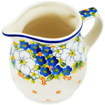 Polish Pottery Pitcher 34 oz Floating Florals UNIKAT