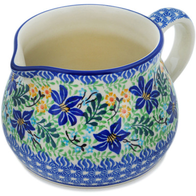 Polish Pottery Pitcher 34 oz Midnight Lilies UNIKAT