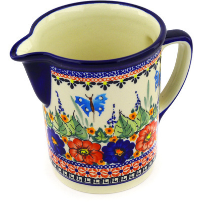 Polish Pottery Pitcher 34 oz Spring Splendor UNIKAT