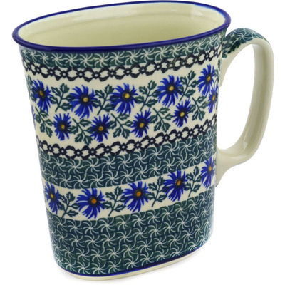 Polish Pottery Pitcher 40 oz Blue Chicory