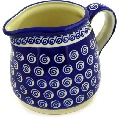 Polish Pottery Pitcher 40 oz Cobalt Swirl