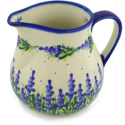 Polish Pottery Pitcher 44 oz Bluebonnet Fields