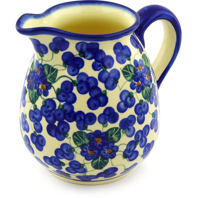 Polish Pottery Pitcher 45 oz Blueberry Flower UNIKAT